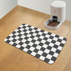 Checkered Dog Food Mat, Absorbent Leak-Proof Pet Feeding Mat, Quick Dry Cat by CooRug