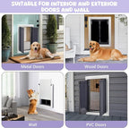 Sliver Pet Door with Panels, Aluminum Dog Door with Automatic Closing Magnetic - Image 4