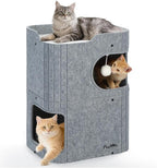 Made4Pets Cat House for Indoor Use, 2-Storey Cube Bed Cave, Covered Hideaway by Made4Pets