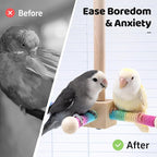 9" Hanging Bird Perch Toy for Cage, 360° Silent Free-Spin, Wooden Bird Cage - Image 5