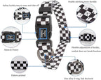 Roses&Poetry Dog Collar with Colourful Checkered Patterns, Adjustable Durable - Image 2