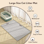 Cat Mat for Litter Box, Large 34" X 22" Cat Litter Mat, Waterproof Silicone Pad - Image 4