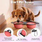Pawaboo 2-in-1 Collapsible Dog Bowls, Dual Puppy Food and Water Bowls, 180° - Image 4