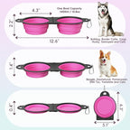 Pawaboo 2-in-1 Collapsible Dog Bowls, Dual Puppy Food and Water Bowls, 180° - Image 2