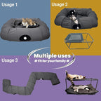 XxingSheep 2-Tier Cat Tunnel & Hammock Bed XXL, 4 Cave Shuttle - Image 4
