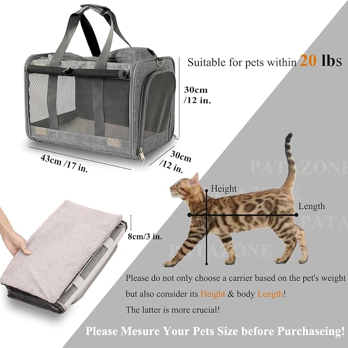 Cat Carriers Soft Grey Small Dog Carrier Airline Approved, Pets Travel Bag - Image 2