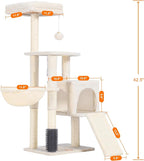 Heybly Cat Tree with Cat Self Groomer Brush, Cat Tower Condo - Image 3
