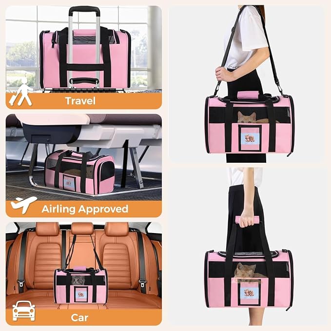 Soft Cat Carrier for Pets Up to 25 lbs, Cat Pet Travel Bag - Image 6