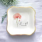 Personalized Floral Jewelry Dish, Engaged Ring Dish, Custom Trinket Dish - Image 2