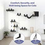Cat Wall Shelves, Stable & Safe 6 in 1 Cat Furniture Set Black, - Image 7