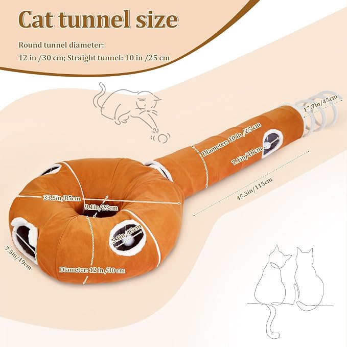 Ownpets 2-in-1 Cat Tunnel, Large Lollipop Shape Cat Tunnel Toy - Image 7