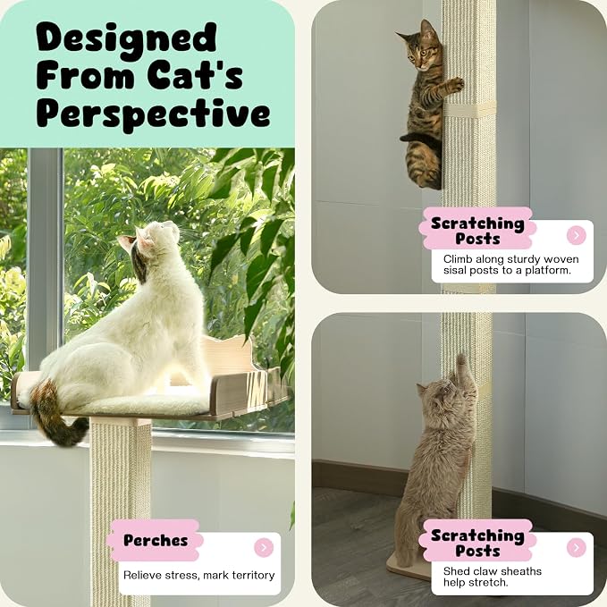 Cat Window Perch with Thick Sisal Scratching Post, Cat Hammock - Image 2