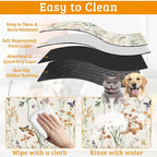Wildflowers Butterfly Dog Cat Food Mat, Plants Absorbent Waterproof Placemat - Image 5