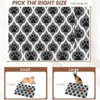 Gray Paw Print Geometric Dog Cat Food Mat, Absorbent Pet Feeding Mat - Image 2
