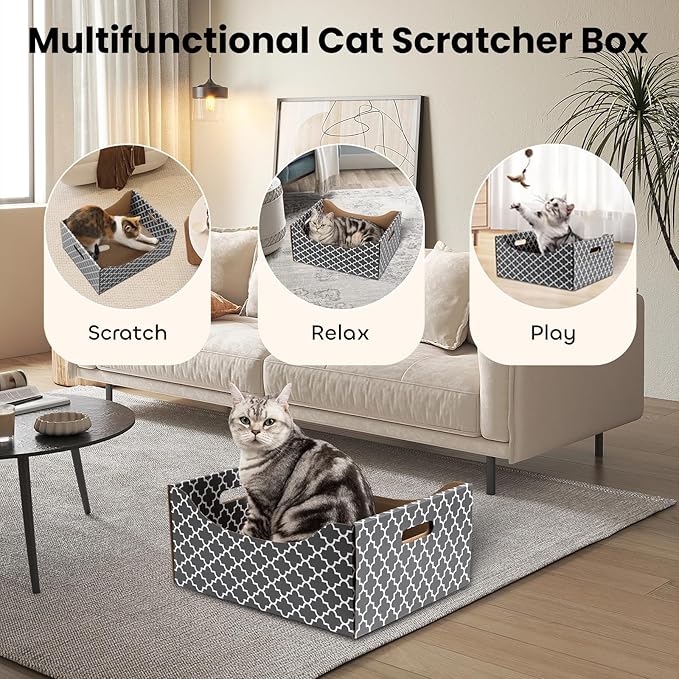Cardboard Cat Scratcher Box, Heavy Duty Cat Scratcher Bed - Image 6
