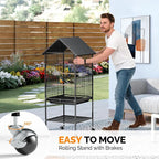 VINGLI Bird Cage with Rolling Stand - Image 4
