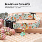 Cotton Handmade Dog Collar Cute and Distinctive Patterns Green Sunflower - Image 5