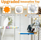 2Pcs Innovation Bird Toy with Hd Mirror, Spinner Rattle Parakeet Toy with - Image 2
