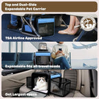 Top and 2 Sides Expandable Pet Carrier 17x11x9.5, TSA Airline Approved Small - Image 2