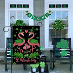 Dyrenson Happy St Patricks Day Flamingo Decorative Garden Flag, Lucky Shamrock - Image 5