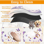 Pet Feeding Mat, Lavender Butterfly Absorbent Dog Cat Food Mat Purple Dog Mat - Image 5
