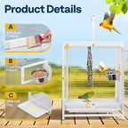 VIVOHOME 19 Inch Wrought Iron Bird Travel Carrier Cage - Image 5