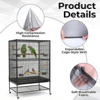 Large Bird Cage Cover Bird Cage Seed Catcher 118 x 31 Inches Adjustable Elastic - Image 3