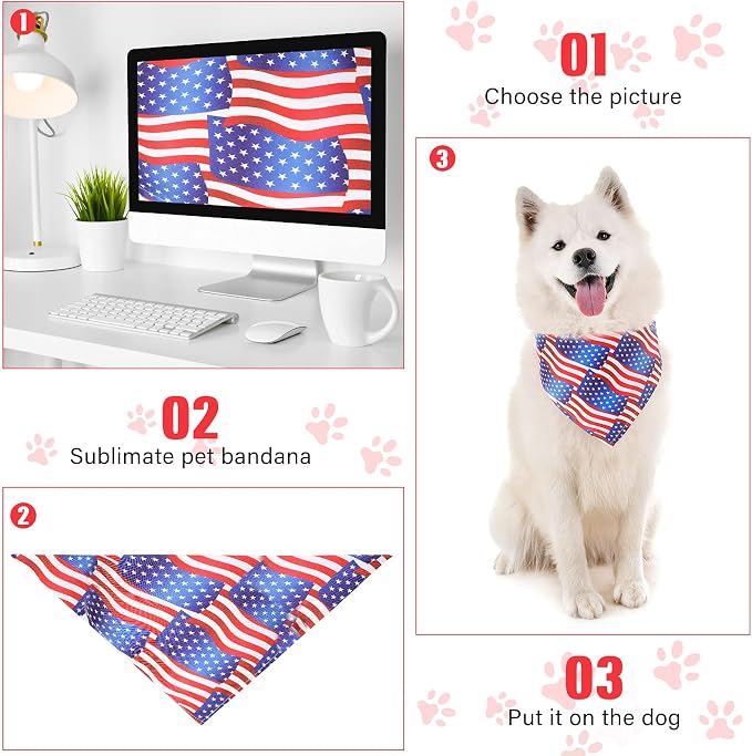 Weewooday 30 Pieces Sublimation Heat Transfer Dog Bandana Triangle Dog Scarf - Image 6