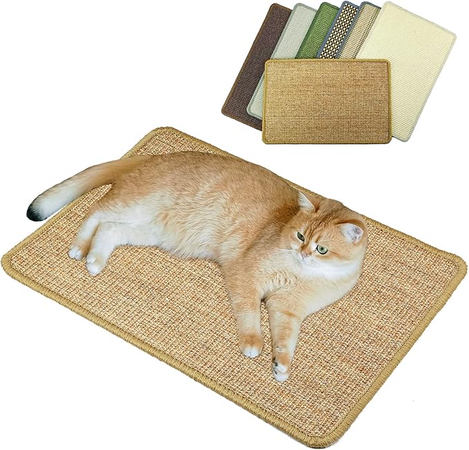 Cat Scratcher Mat, 23.6 x 15.7inch, Natural Sisal Cat Scratchers by Pethave