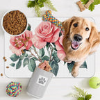 Pink Rose Pet Feeding Mat, Vintage Absorbent Quick-Dry Cat Dog Food and Water - Image 7