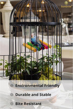 SunGrow Parrot Bird Swing Wooden Perch, Hanging Cage Accessory, Metal Chain - Image 3
