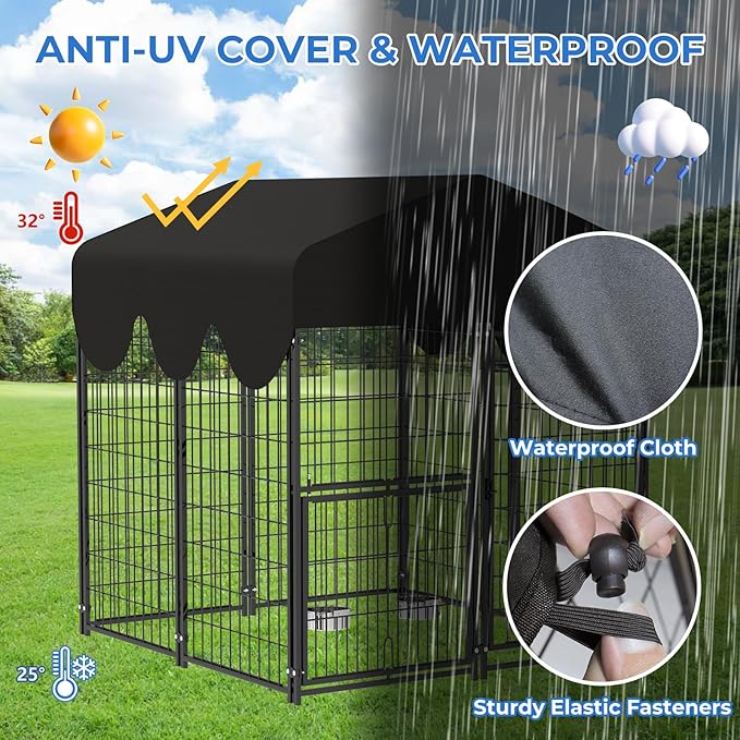 4x4x4.5ft Outdoor Dog Kennel, Metal Heavy Duty Dog Run - Image 4