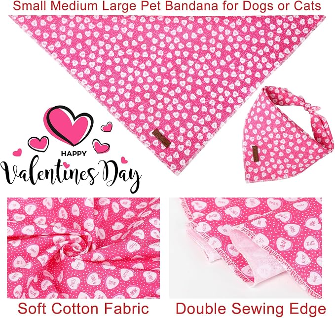 Valentine Dog Bandana, Cotton Pet Kerchief - Image 4