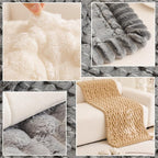 Couch Cover for Dogs Fuzzy Sofa Covers for Pet, Geometric Jacquard Coral - Image 5