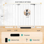 41" Tall Safety Pet Gate, Adjustable 29.92"-57.48" Wide, No Drilling Pressure - Image 2
