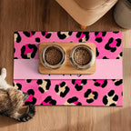 Puppy Feeding Mat 20x12 inch Pink Leopard Print Dog Bowl Placemat Non Slip Mat - Image 5