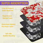 Red White Paisley Pet Food Mat, Absorbent Feeding Pad - Image 3