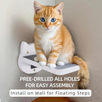 ESPETS White Painted Wooden Cat Wall Floating Steps Set of 3 - Image 5