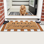 Tinideya 2 Pcs Fall Door Mat Thanksgiving Hello Pumpkin Welcome Non Slip Coir - Image 5