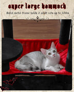 Gothic Cat Tree with Super Large Hammock, 56.3" Black Cat Tower with Coffin Bed - Image 3