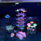 Lpraer 4 Pack Glow Aquarium Decorations Coral Reef Glowing Mushroom Anemone - Image 2