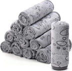 Tegeme 12 Pcs Pet Blankets Soft Fluffy Fleece Dog Cat Warm Paw Print Pattern by Tegeme