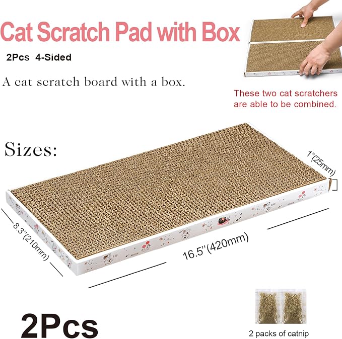 Cat Scratcher Cardboard with Box Durable Corrugate Scratching Kitty Sofa Lounge - Image 3