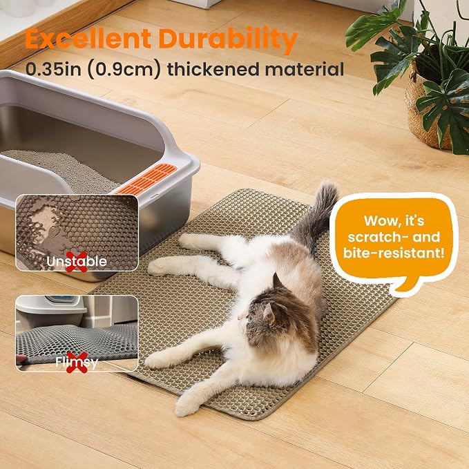 Extra Large Cat Litter Mat, 30x22 Inches Honeycomb Double Layer Cat Litter - Image 6