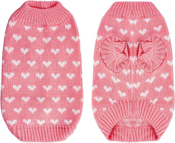 Dxhycc Dog Knitted Sweater Dog Heart Sweater Puppy Sweater Warm Soft Pet - Image 2