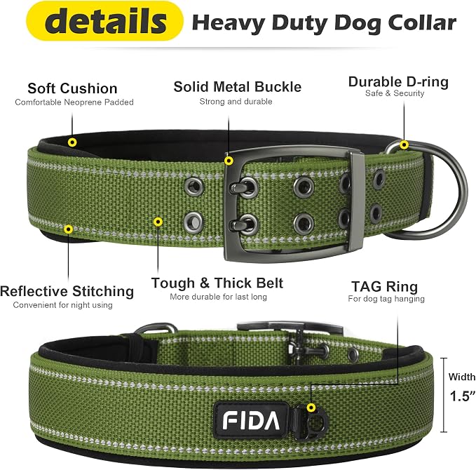 Fida Heavy DutyDog Collar for Large Dogs, Ultra Comfortable Soft Neoprene Padded - Image 4