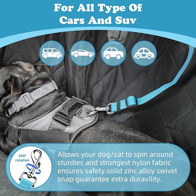 BWOGUE Pet Dog Cat Seat Belts, Car Headrest Restraint Adjustable Safety Leads - Image 5