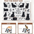 Cute Black Flower Dog Cat Food Mat, Absorbent Pet Feeding Mat - Image 2
