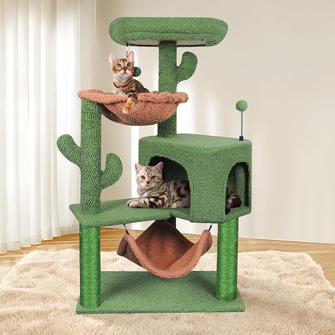 YUNIQUE Cat Tree with Cat Condo Scratch Post and Big Hammock - Image 2