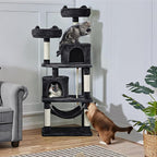 Topeakmart 62.2 inches Cat Tree, Cat Tower w/Double Condos, Scratching Posts & - Image 2